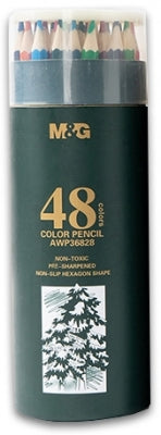 Creioane colorate hexagonale ulei pastel cutie cilindrica din carton premium 48 culori/set M&G