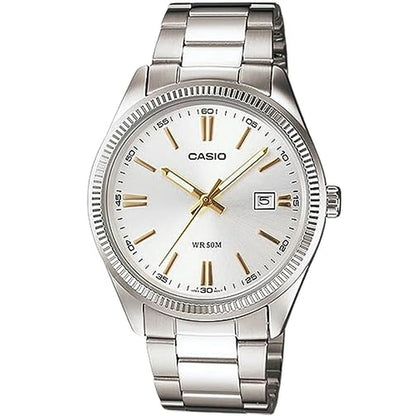 Ceas Bărbați Casio DATE - SILVER, GOLD INDEXES (Ø 39 mm)