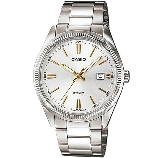 Ceas Bărbați Casio DATE - SILVER, GOLD INDEXES (Ø 39 mm)
