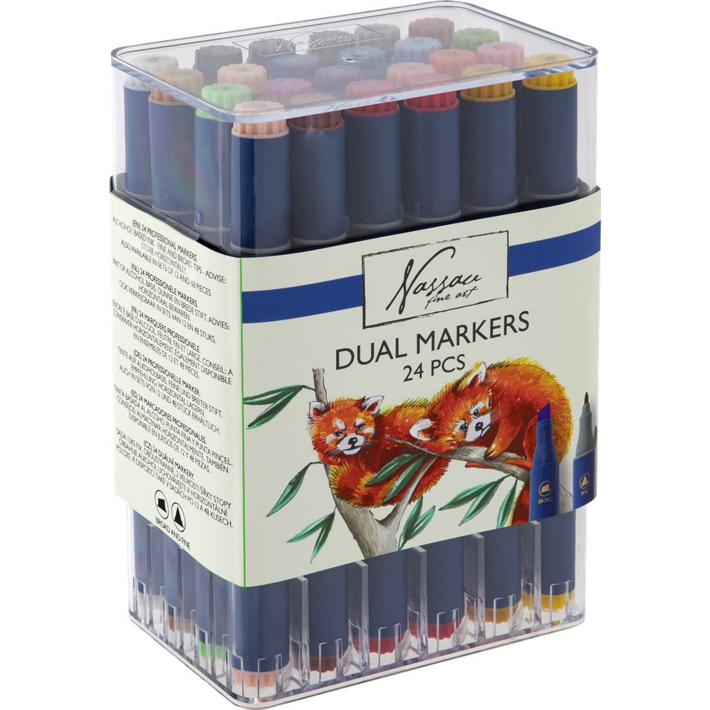 Set de 24 de markere Nassau Fine Art într-o cutie transparentă GRAFIX