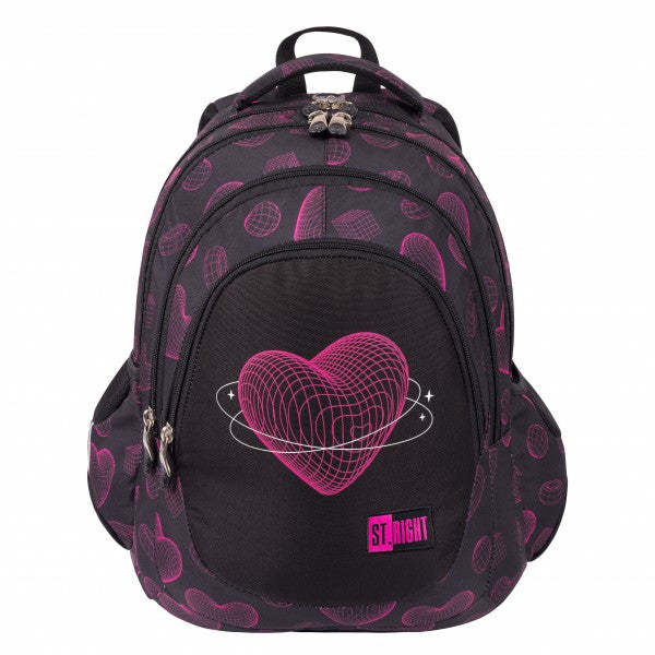 Ghiozdan clasele V-VIII, 4 compartimente, Majewski, Gama St. Right, Colectia Virtual Heart 2024, BP-06