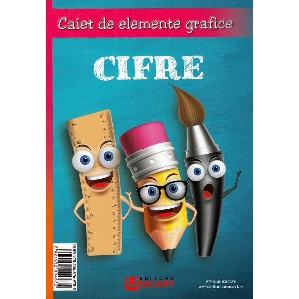 Caiet de elemente grafice. cifre si litere