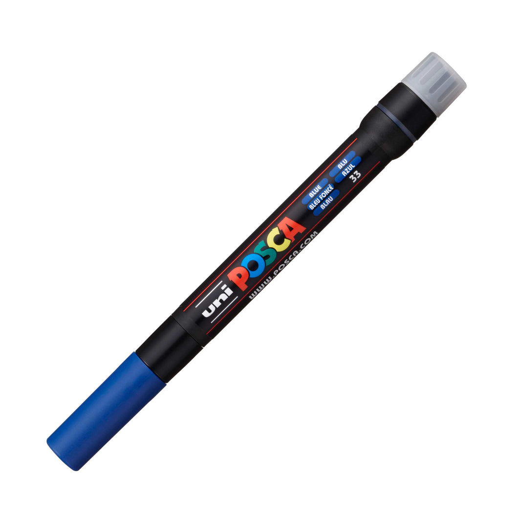 Marker pensula UNI Posca Brush PCF-350, albastru