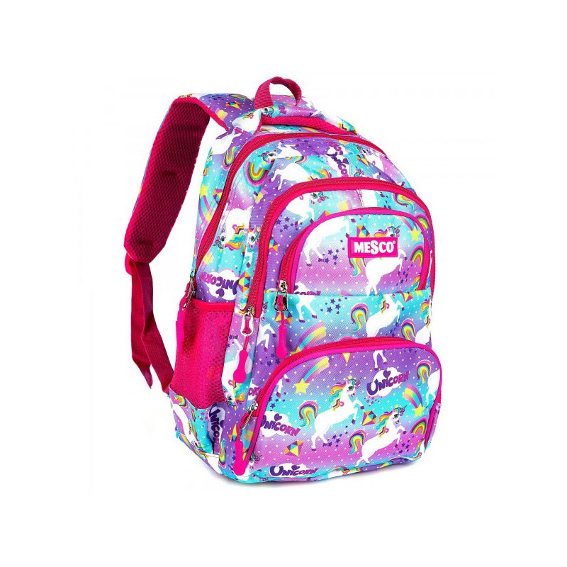 Ghiozdan Mesco, 3 compartimente, clasa 0, Rainbow Unicorns, MES231402