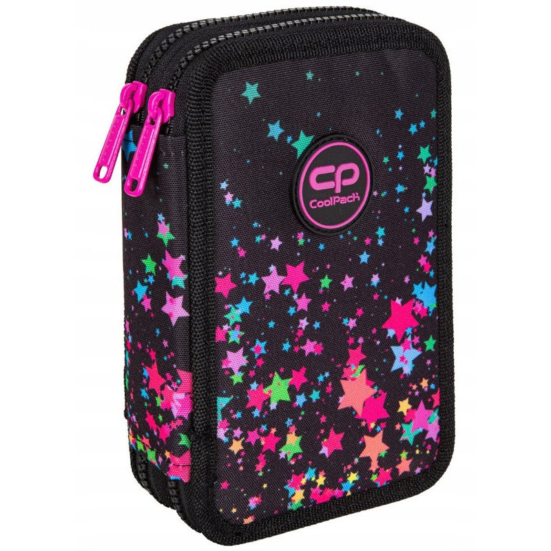 Penar copii echipat, CoolPack, 19,5 x 12,5 x 6,5 cm, Negru cu stelute