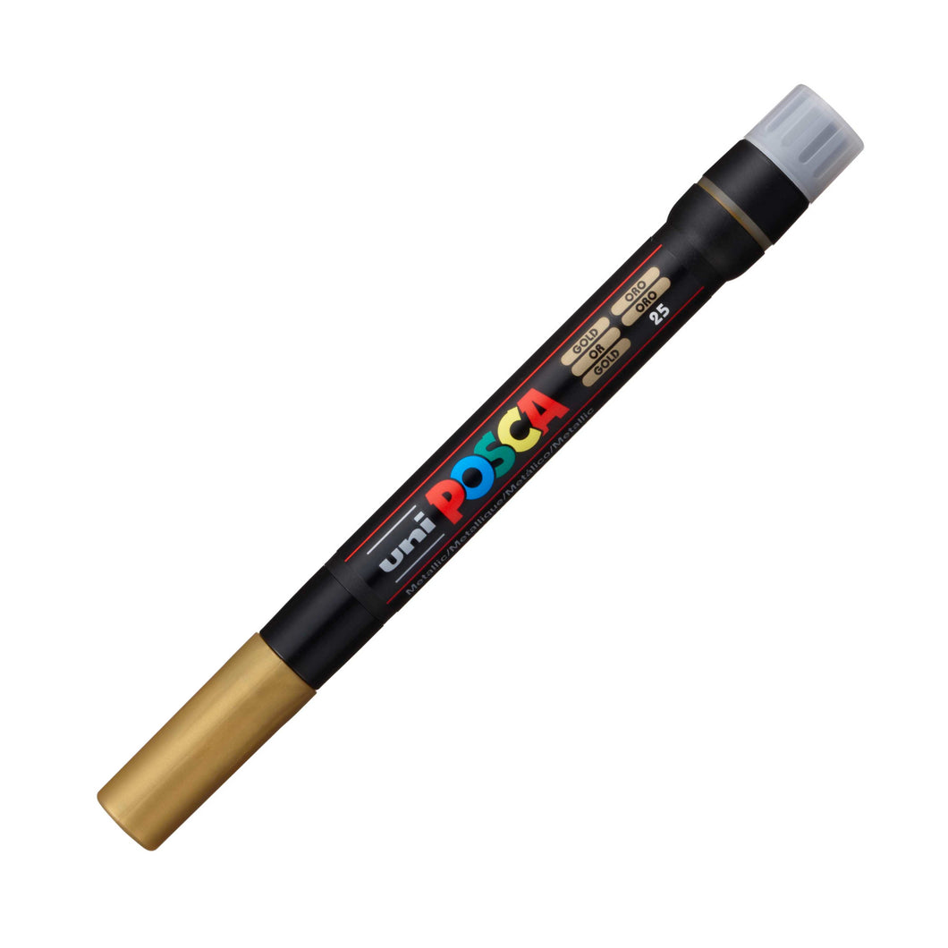 Marker pensula UNI Posca Brush PCF-350, auriu