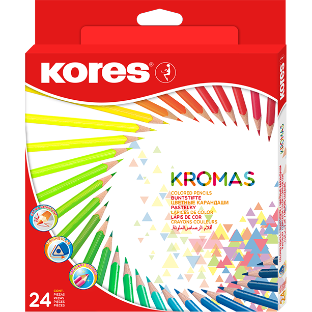 Set 24 Creioane colorate Kores Eco Triunghiulare