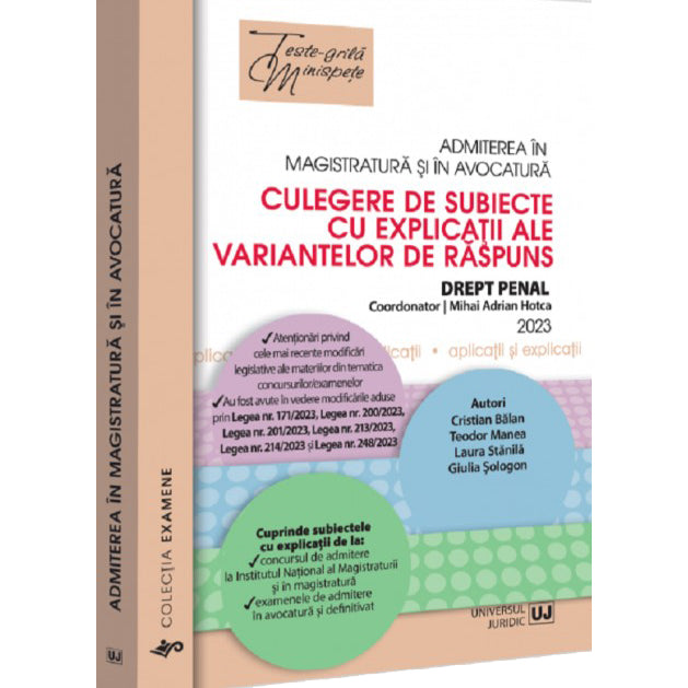 Admiterea in Magistratura si in avocatura. Drept penal. Editia a V-a, Mihai Adrian Hotca