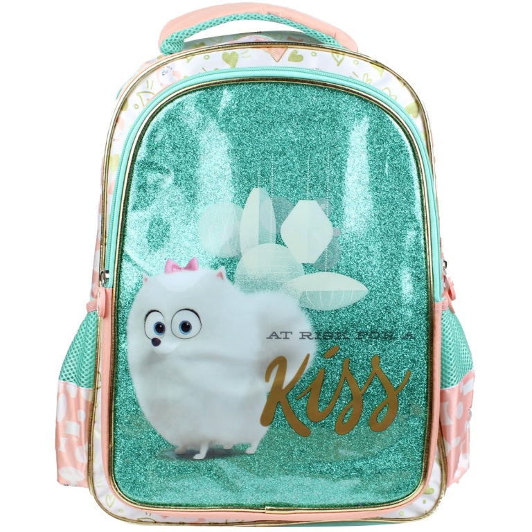 Ghiozdan Scoala pentru fete The Secret Life of Pets, 40x30x12 cm, verde si roz