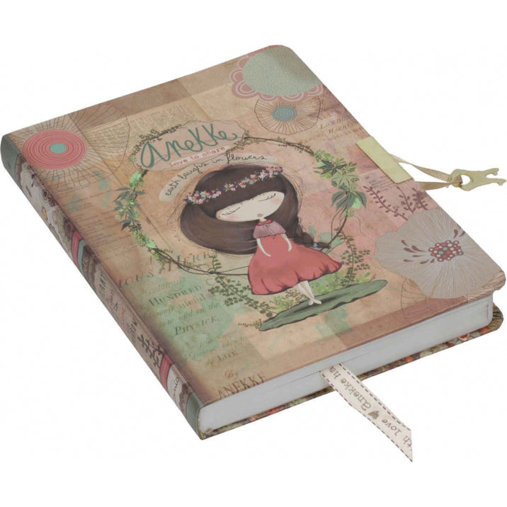Jurnal spiralat 120 pagini ANEKKE NATURE cu semn de carte si lacatel 19 CM, bej