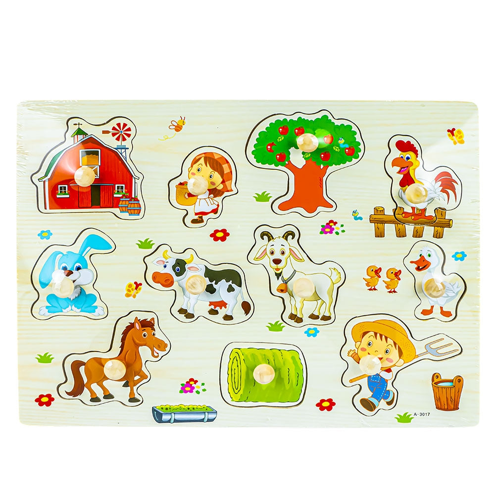 Puzzle Din Lemn, Incastru, Cu Pioneze, Ferma A-3017 11 Piese