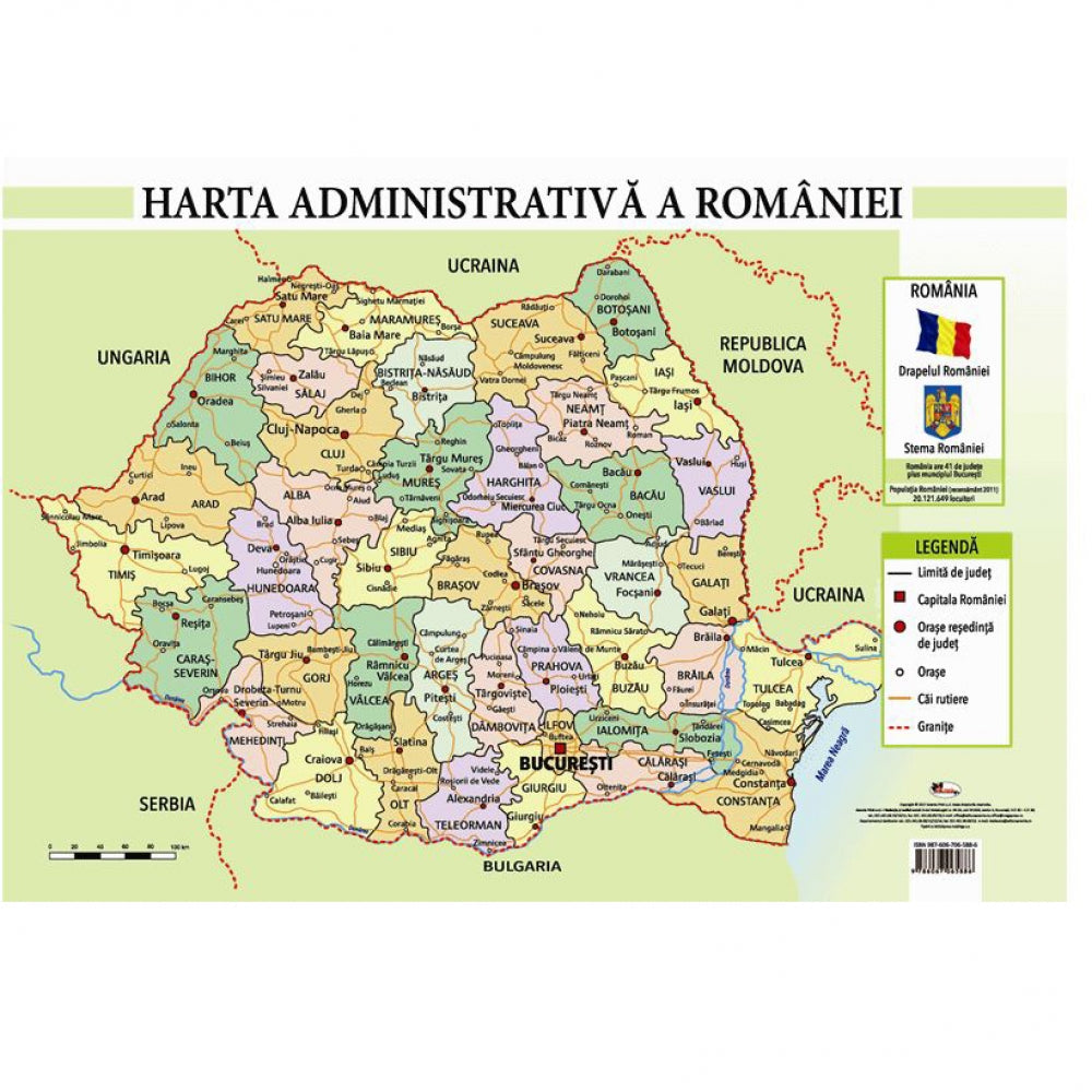 Harta Administrativa a Romaniei - Plansa A4
