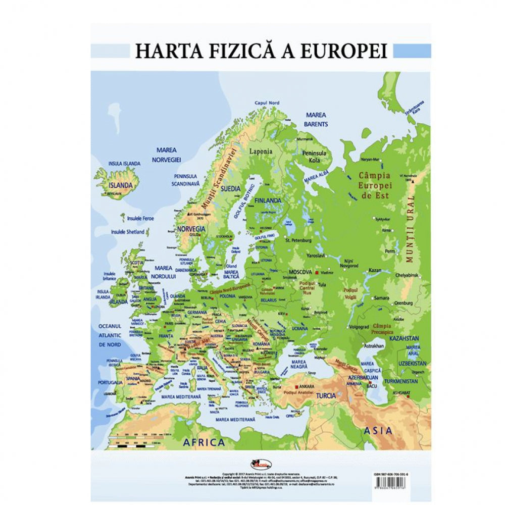 Harta Fizica a Europei - Plansa A2