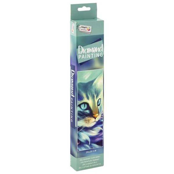 Set creativ cu diamante rotunde Diamond Painting 30x30 cm, Grafix, Pisica