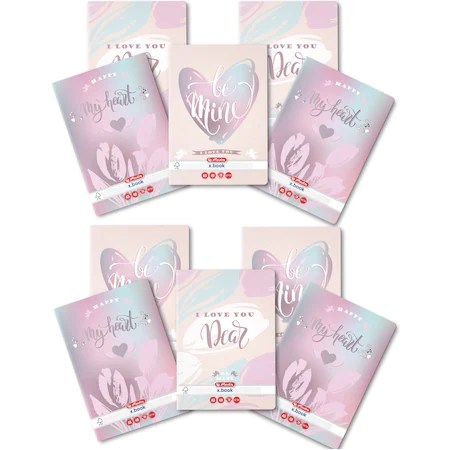 Set 10 Caiet Herlitz, A5, 48 file, 70g/mp, dictando, colturi rotunjite, motiv Be Mine