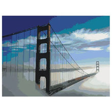 Încarcă imaginea în vizualizatorul Galerie, Set pictura pe numere Pod San Francisco 1182, panza bumbac pe rama lemn 40x50
