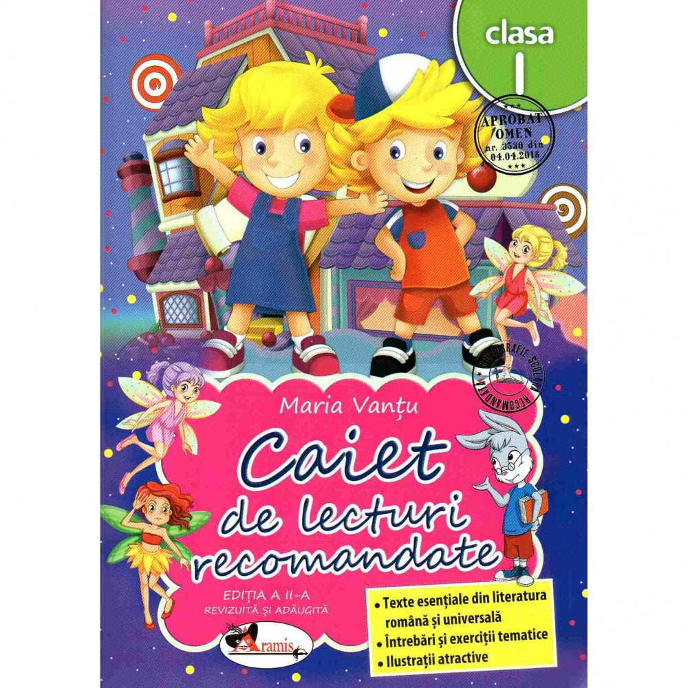 Caiet de lecturi recomandate clasa I, revizuita, autor Maria Vantu