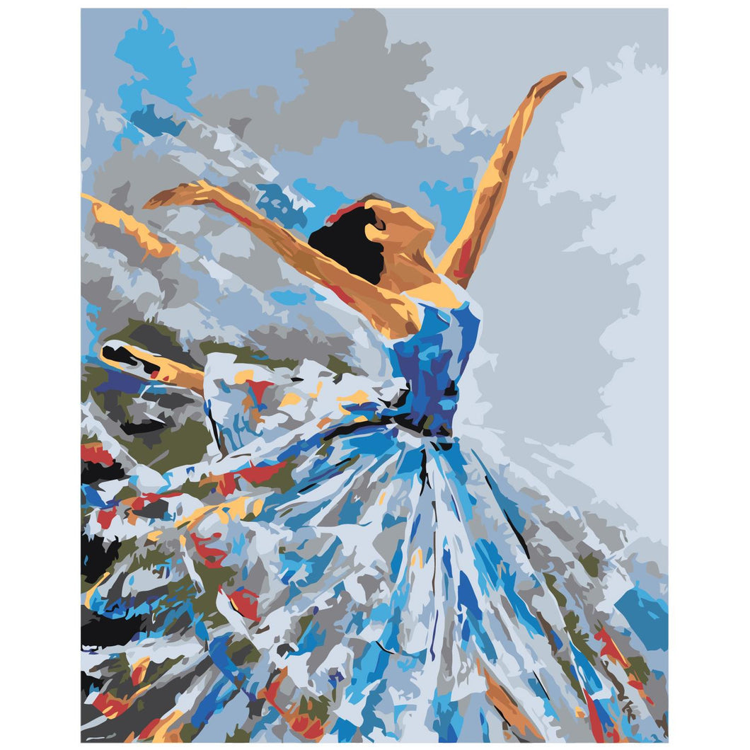 Set pictura pe numere Balerina 1098, panza bumbac pe rama lemn 40x50
