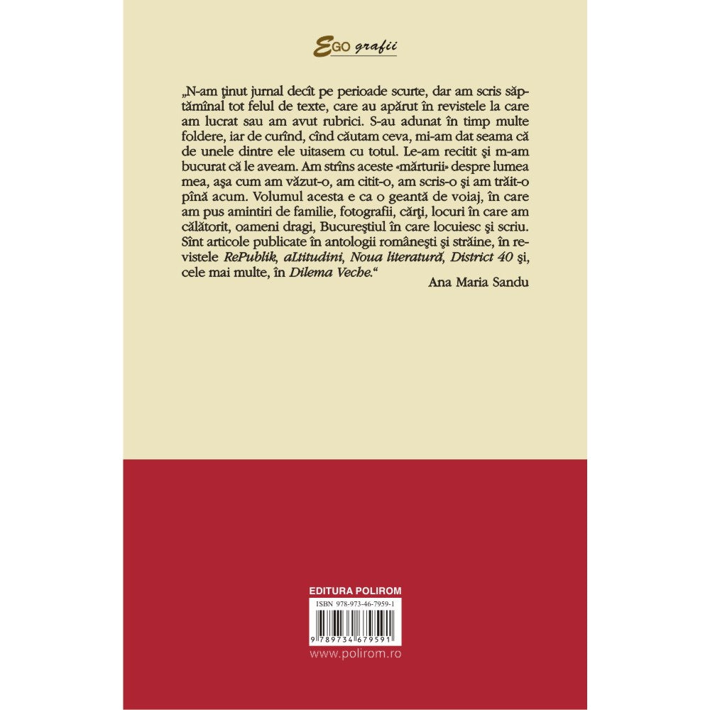 Mama imi spune ca am o viata frumoasa, Ana Maria Sandu