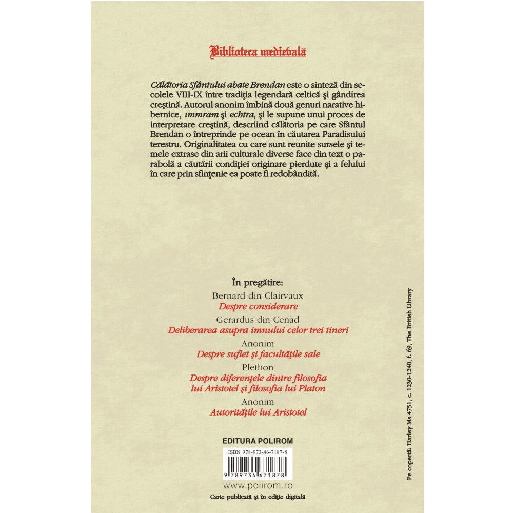 Calatoria Sfantului abate Brendan - Anonim