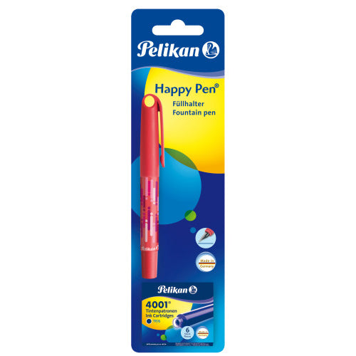 Stilou Pelikan Happy, cu doua patroane, blister, rosu / albastru