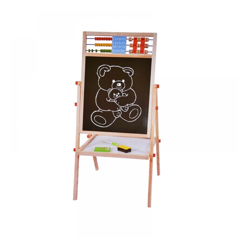 Tablita lemn, alb-negru, 66 cm + suport + accesorii